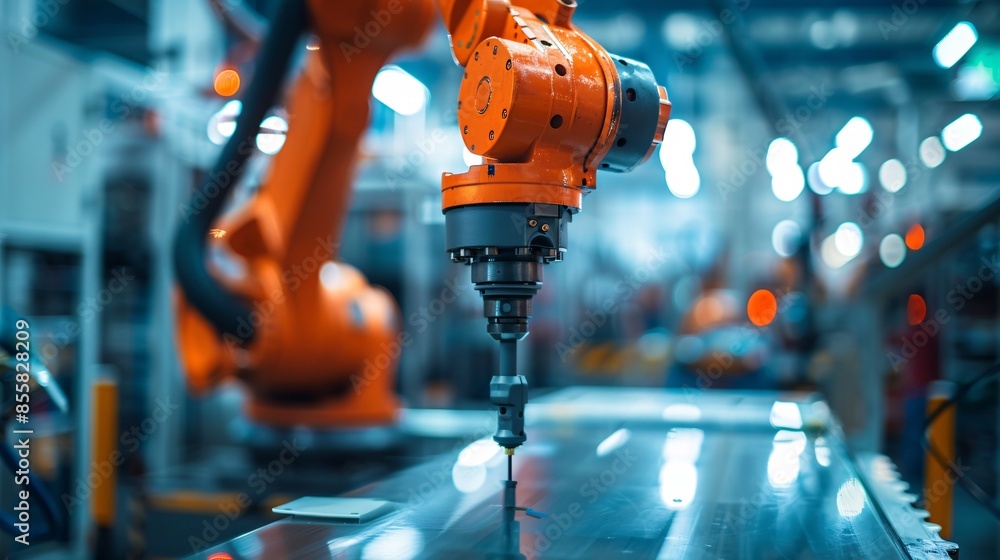 Aufkleber a robotic hand machine tool is seen in action at an industrial manufacturing factory, depicting prec