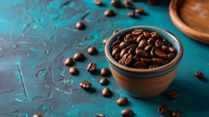 Obraz premium Coffee Beans in a Ceramic Bowl