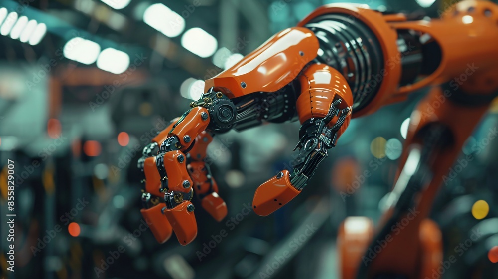 Aufkleber a robotic hand machine tool is seen in action at an industrial manufacturing factory, depicting prec