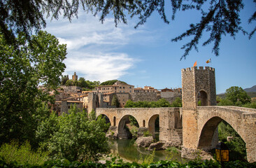 Fototapeta premium roman aqueduct in old village in Europe