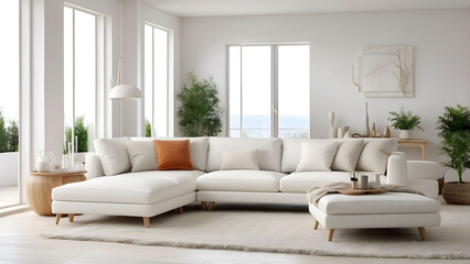 Luxurious minimalist white sectional sofa
