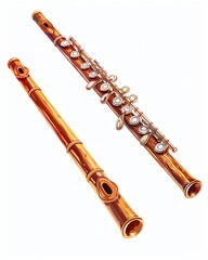 Naklejka premium A flute clipart, musical instrument element, sleek design, isolated on white background