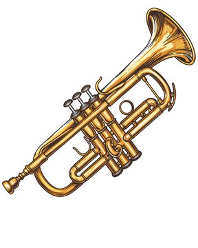 recommend clip art: A trumpet clipart, musical instrument element, vector illustration, classic style, isolated on white background
