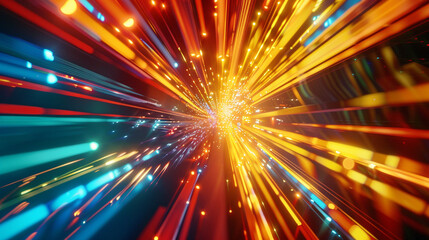 Naklejka premium Dynamic radial speed lines in primary colors, capturing the essence of classic comic books