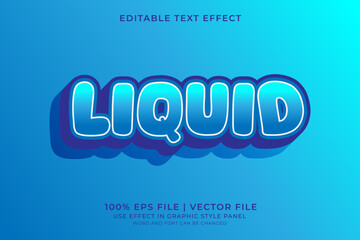 3d text effect Liquid editable vector