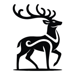 Deer Silhouette isolated on white background minimalist deer vector shape icon