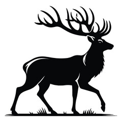 Deer Silhouette isolated on white background minimalist deer vector shape icon