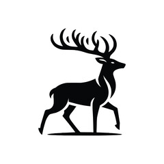 Deer Silhouette isolated on white background minimalist deer vector shape icon
