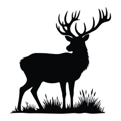 Deer Silhouette isolated on white background minimalist deer vector shape icon