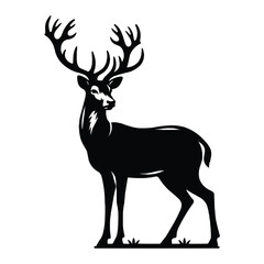 Deer Silhouette isolated on white background minimalist deer vector shape icon