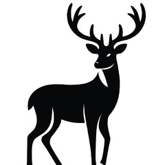 Deer Silhouette isolated on white background minimalist deer vector shape icon