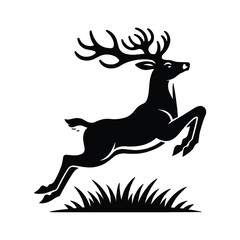 Deer Silhouette isolated on white background minimalist deer vector shape icon