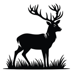 Deer Silhouette isolated on white background minimalist deer vector shape icon