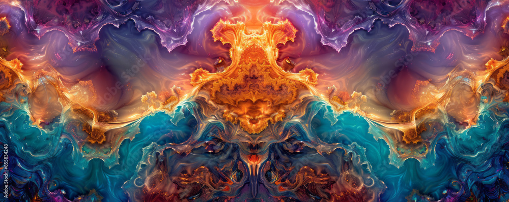 Poster a mesmerizing kaleidoscope pattern, its swirling colors and patterns creating a hypnotic effect.