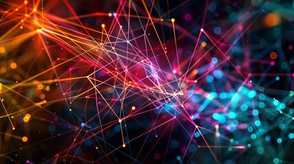 Fototapeta premium Digital abstract internet background with intricate technology connections, network communication, and virtual cyber elements, raw style, vivid and dynamic