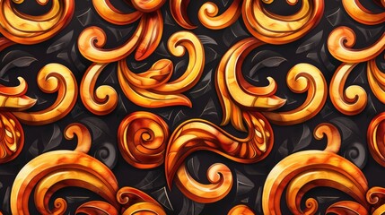 Decorative watercolor ornamental borders, elegant swirls, rich colors, detailed patterns