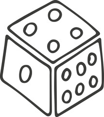 Hand drawn dice icon. Vector illustration, doodle style.
