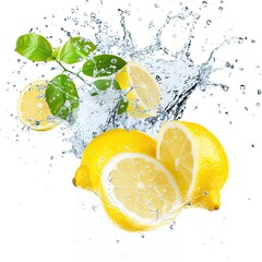 lemon water splashing illustration