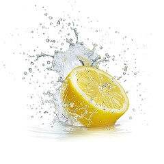 lemon water splashing illustration