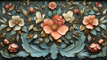 Art Nouveau design with elegant, flowing lines and intricate floral motifs, reminiscent of early 20th-century aesthetics