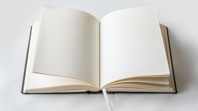 Blank pages in opened white notebook