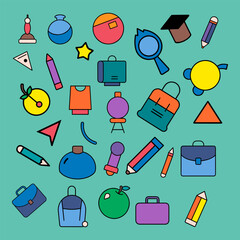 seamless background with school accessories