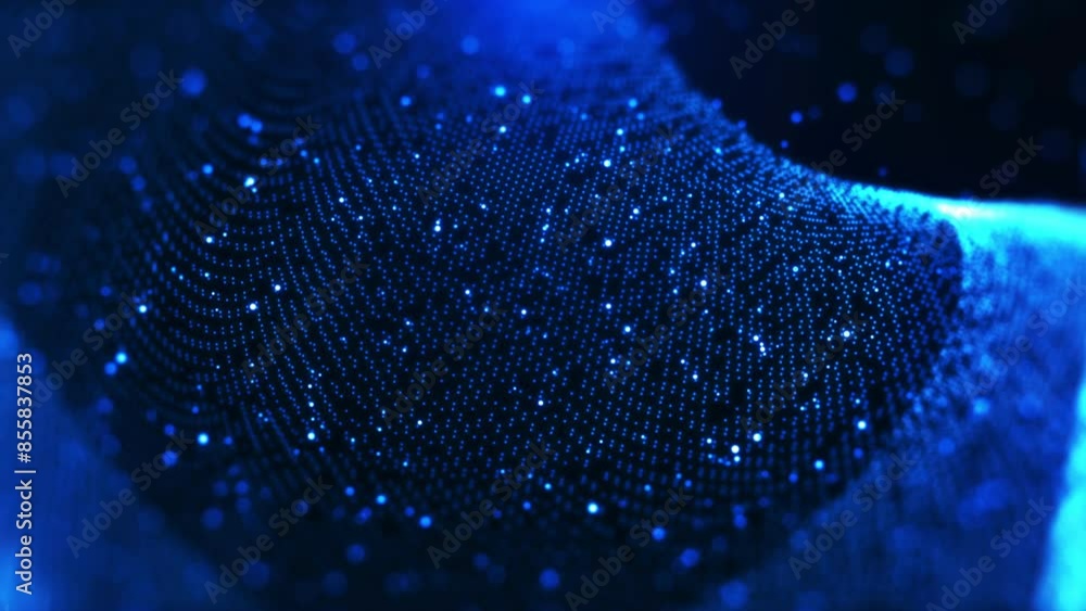 Poster abstract unique shape blue shiny depth of field wavy glitter sparkle dust particles motion reveal wi