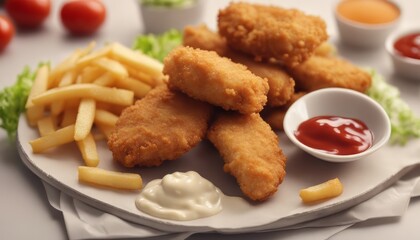 view of Chicken nuggets with fries
