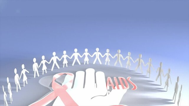 A Pack of 4 Animated 2d Clips with a Human Chain promoting awareness, on the World AIDS Day & holding hands to symbolize and Stop HIV - AIDS discrimination.