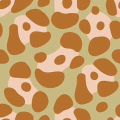 Animal Spotted Skin Print Seamless pattern on green background. Organic repeat vector illustration with natural colors