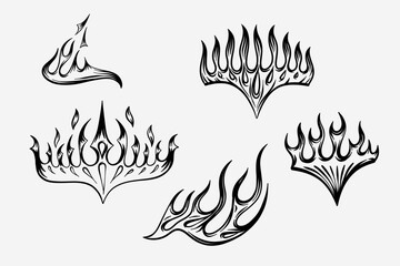 Outline Flame Set Hand Drawn Vector Image