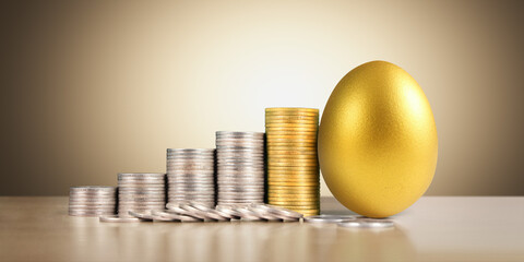 Stack of coin with trading graph, financial investment concept