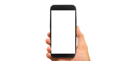 Man hand holding smartphone device and touching screen