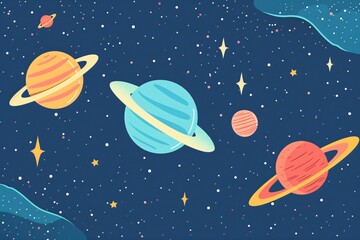 a colorful planets and stars