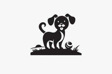 vector, isolated black silhouette of a dog, collection