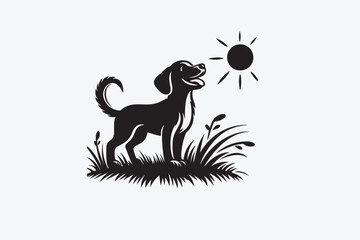 vector, isolated black silhouette of a dog, collection