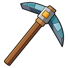 A pickaxe with a wooden handle for office supplies, tools, and fashion