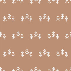 Minimalist White Tree Pattern on Terracotta