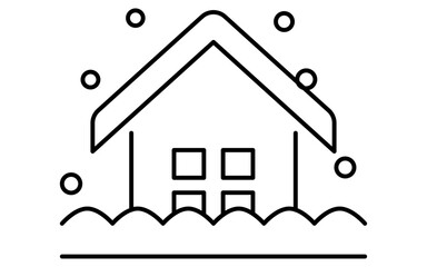 大雪、自然災害のシンプルな線画アイコン