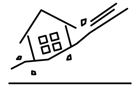 black house falling, landslide, disaster clip art preview
