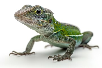 Obraz premium Close up of geen anole on white background