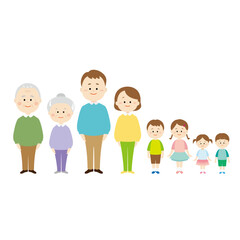 家族の可愛いイラスト正面