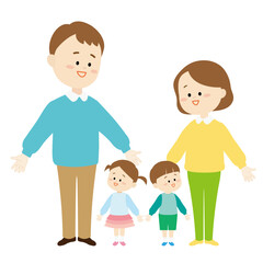 可愛い4人家族のイラスト2