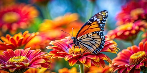 Butterfly perched on vibrant flower petals , nature, insect, colorful, flying, beauty, wildlife, macro, delicate, pollination