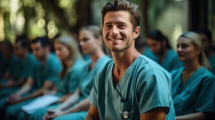 Fototapeta premium Portrait of senior male doctor with stethoscope