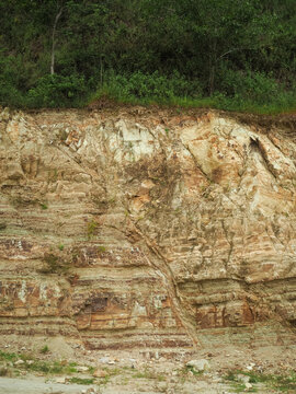 Geological Faultline on sandstone outcrop, Central Java, Indonesia