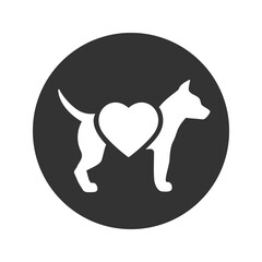 Heart with dog icon, love or care for a animal, donate or charity for pet, logo, editable stroke vector illustration