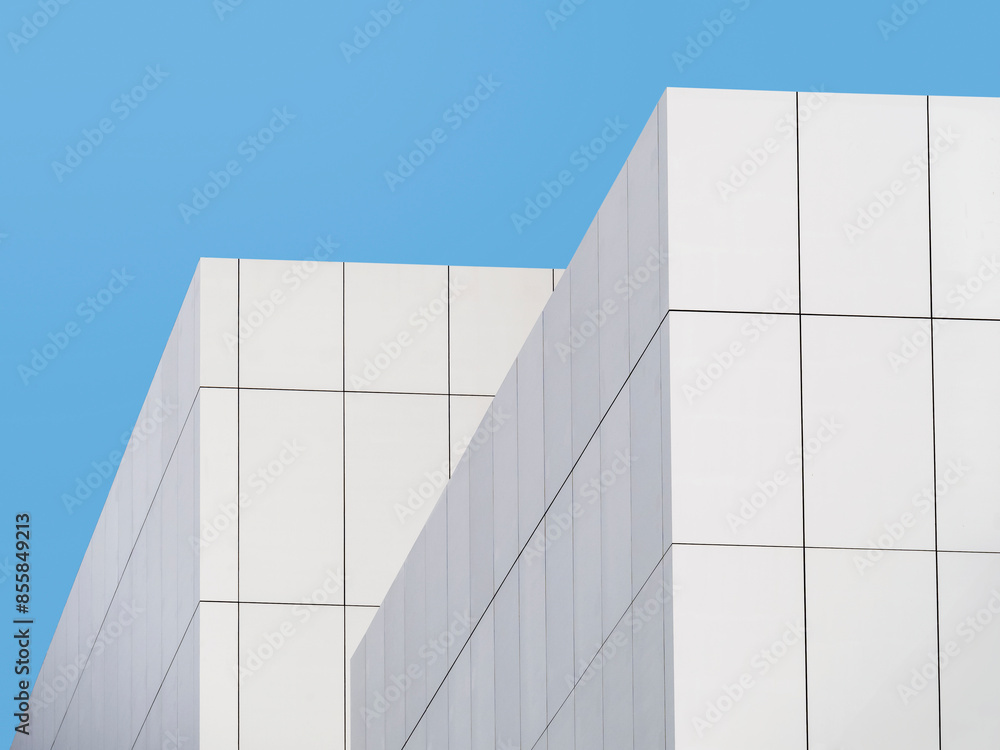 Poster modern building architecture details white wall tiles minimal geometric art background