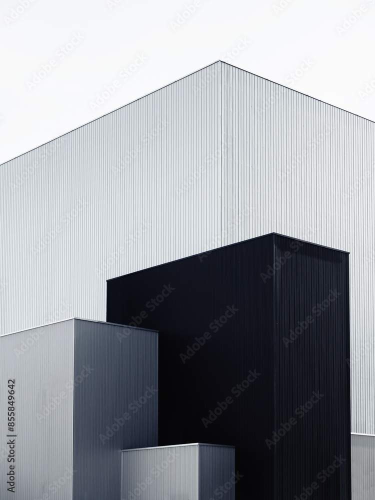 Aufkleber geometric black and white square block modern building architecture details minimal monochrome