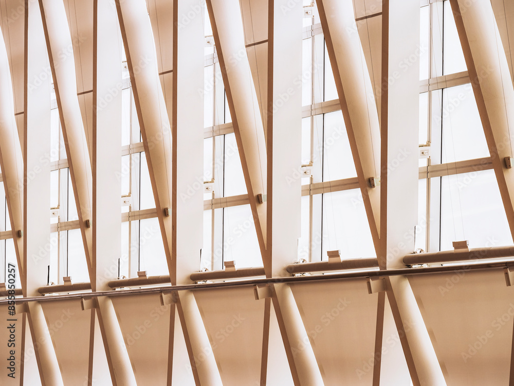 Aufkleber steel frame glass wall pattern with window blinds modern building architecture details